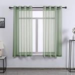 45 Inch Length for Kids Room - Sage Green Voile Drapes Grommet Window Sheer Curtain Panel for Bedroom Boy Room 52 by 45 Inches Long