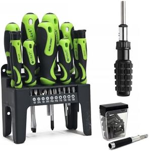 ULTRA STEEL 81 Piece Tool Set with Magnetic Driver Bits, Reversible Ratchet Screwdriver, Carbon Steel Socket Set, PH2 S1 S2 S3 Star T20 Bits, 5-9mm and 1/4-1/2 Inch Sockets