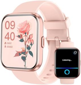 Smart Watches for Women Men Answer/Make Call, 1.8" Alexa Built-in Fitness Tracker, 24H Heart Rate, Blood Oxygen, Sleep, IP68 Waterproof, 100 Sport Mode Smartwatch for Android iOS Phone Gifts, Pink