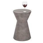 mDesign Round Hourglass Concrete Side Table - Solid Fluted Table for Indoor/Outdoor Use, Living Room, Patio - Modern Accent/End Stone Table - Drum End Table for Fans of Minimalist Furniture - Gray