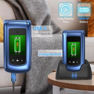 4G Senior Flip Phone – Unlocked Mobile, Blue