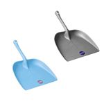 Firmer Plastic Cleaning Dustpan | Dust Picker with Long Handle for Home | Unbreakable Dust Collection Pan | Sky Blue & Grey | Pack of 2