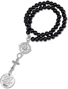 BFXM Cross for Car Mirror Hanging, Metal Cross Car Charm for Rear View Mirror, Christian Accessories for Cars, for He Will Order His Angels to Protect You Wherever You Will Go, Rear View Mirror Car Charm, Car Accessories for Women Men