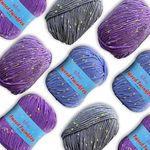 Tweed Twinkles Multicolor Knit and Crochet Yarn with Flecks, 8 skeins, 696 yards/400 Grams, DK #3, (Purple Pack)