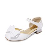 DREAM PAIRS Little Girls Low Heel Ballet Flats Wedding Party Dress Shoes,Size 11 Little Kid,White,SDFL2314K-E