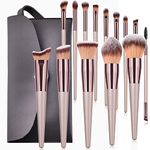 XMOSNZ Makeup Brushes, 14 Pcs Make Up Brush Premium Synthetic Makeup Brushes Set Professional Face Powder Eye Makeup Brushes Blending Makeup Brush Set with Makeup Bag Graduation Gift (Champagne) (14set+1)