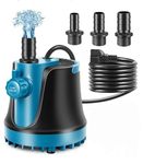 Asian Pumps 220V Submersible Pump with Flow Control, Aquarium Fountain Pump, Ultra Quiet Water Pump for Pool, Fish Tank, Pond, Hydroponics, Ultra-low Water Level with High Lift 12Ft (3000L/hr) 120W