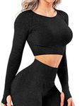 INSTINNCT Tee Tops for Women Go Out Long Sleeves Tank Tops Gym Crop Tops Athletic Shirts Tight Shirts Women Clothes (#0 Dots Black,M)