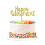 1Pack Gold Glitter Happy Retirement Cake Topper Retirement Cake Decoration Picks for Retired Party Cake Decoration Party Supplies