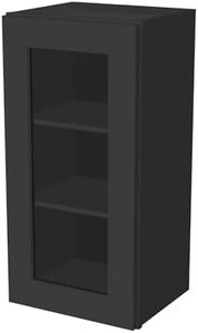 RTA Solid Wood Tall Glass Door Wall - Mounted Cabinet - 1 Glass Insert Door and 2 Shelves in Bathroom Medicine Cabinet, Kitchen for Storage ,Display Glass Not Included (Charcoal Black 18”W×12”D×42”H)