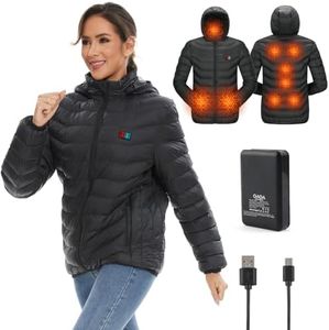 OAOA innovation Heated Jackets for Women, 9 Heating Areas With 10000mAh Power Bank,Winter Warm Outdoor Ski Coat (XL)