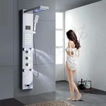 Backline Multifunction Shower Panels For Bathroom SS 304 7 in 1 Thermostatic Shower System With LED & Hot & Cold Water Adjustable Shower | Hand Shower | Body Mist Spray | Water Spout