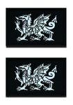 Zcketo 2 PCS United Kingdom British Union UK Wales Welsh Dragon Patch Hook and Loop Embroidered National Emblem Patch for Football Billiards Clothes Jersey Backpack Caps Travel Tactical(Black)