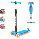 KORIMEFA 3 Wheel Kids Scooter Kick Scooter for Boys and Girls Toddler scooter with Adjustable Height, Lean to Steer, Flashing Light Up Wheels, Aged 3 to 12 years