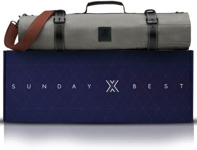 Sunday X Best Professional Chef Knife Bag - Knife Roll Holds up to 12 Knives - Zipper Pocket Storage for Tools - Waxed Canvas with Leather Trim - Ideal Case for Chefs and Culinary Enthusiasts (Grey)
