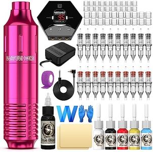 Wormhole Tattoo Kit Rotary Tattoo Machine Kit Tattoo Pen Kit with Power Supply 20 Tattoo Cartridge Needles 6 Tattoo Ink 40 Tattoo Ink Caps Complete Tattoo Gun Kit for Beginners Tattoo Artist