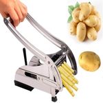 JETVEEK Stainless Steel Potato Cutting Cutter Machine Maker Slicer Chopper with 2 Chips Cutter Salad Vegetable Potato Chipper French Fries Cutter for Kitchen