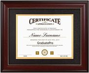 GraduatePro 8.5x11 Diploma Frame with Black Over Gold Mat or Display 11x14 Document Without Mat, CPA License Frame, UV Protection Acrylic, Mahogany with Gold Beads