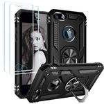 Jeylly for iPhone SE Case, iPhone 5/5s Case with [2 Pack] Screen Protector Rotate Ring Kickstand, Military Grade Shockproof Protective Cover Case for iPhone 5/5s/SE 2016, Black/Black