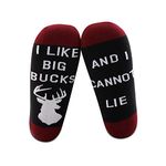 MBMSO 2 Pairs I Like Big Bucks and I Cannot Lie Socks Deer Hunter Socks Novelty Hunting Socks Funny Hunting Gifts, 2 Pairs I Like Big Bucks Socks, 10-10.5