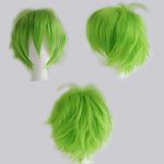 Unisex Short Cosplay Full Wigs Natural Layer Straight Hair Anime Costume Party Wig Fancy Dress for Women Men Boy Girls (Green)