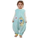 MICHLEY Baby Sleeveless Sleeping Bag with Legs, Unisex Toddler Sleeping Sack, Lightweight and Soft Wearable Blanket for Kids, Green Giraffe, 3-5T