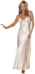 Shirley of Hollywood 20300 Charmeuse and Lace Long Gown, Small, White