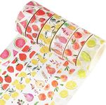 YUBX 6 Rolls Washi Tape Set Plants Fruits & Floral Masking Tape Decorative for Arts, DIY Crafts, Bullet Journal Supplies, Planners, Scrapbook, Card/Gift Wrapping -15mm- (Fresh Fruits)