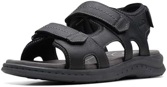 Clarks Men's Walkford Walk Flat Sandal, Black Leather, 8