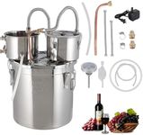 GarveeHome 13GAL/50L Alcohol Still, Double Cooled Alcohol Still, Home Commercial Style Brewing Kit With 3 Stainless Steel Barrels With Built-In Thermometer and Water Pump for Diy Whiskey, Wine, Brandy