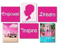 Brooke & Vine African American Doll Girl Room Decor Girl Empowerment Posters (UNFRAMED 8 x 10 Set of 6) Dream House Car Insprirational Teen Girl Room Wall Art Prints Tween Bedroom, Dorm, Desk - Pink