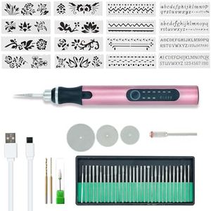 USB Rechargable Cordless Engraving Pen, Electric Engraver Pen For Metal, Wood, Glass, Jewelry and Plastic, Professional Engraving Machine With 34 Accessories 16 Stencils, Mini DIY Engraving Tool Kit