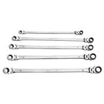 Mountain 5-Piece Metric Double Box Universal Spline Reversible Ratcheting Wrench Set; 8 mm - 18mm, 90 Tooth Design, Long, Flexible; MTNRM6