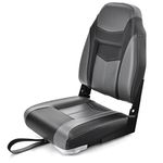 Goplus Low/High Back Boat Seats, Folding Boat Seat with Stainless Steel Screws & Aluminum Hinges, Thickened Sponge Padding, Waterproof Fishing Captain Boat Seats (1 Pack Dark Gray & Black)