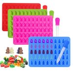 Sadodo Silicone Chocolate Mould,Pack Gummies Candy Sugarcraft Molds,with Dropper,Ice Cube Tray,Mini Cute Bear Jelly Mould DIY (4PCS Bear Moulds 4 Dropper)