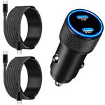 [Apple MFi Certified] iPhone 17 Car Charger, Linocell 90W USB C Car Charger Dual PD Power Cigarette Lighter Adapter with 2Pack Type C Braided Cable for iPhone 17/17 Pro Max/16/15/Galaxy S26/S25/Pixel
