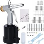 Pneumatic Air Pop Rivet Gun Tool Kit 1/4" 3/16" 5/32" 1/8" and 3/32" Capacity Nosepieces with Rivets 50PCS,Riveting Tool for Decorative Automotive Manufacturing,Heavy Duty Air Hydraulic Air Riveter