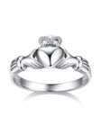 Bestyle 925 Sterling Silver Band Ring for Women Irish Claddagh Ring Heart Love Celtic Knot Crown Promise Rings Friendship BFF Ring, Small Pinky Ring for Women, Size 5