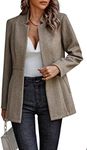 CCTOO Women's Coat Casual Open Front Blazer Long Sleeve Stand Collar Solid Trench Business Work Office Jacket Outwear Brown XX-Large