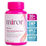 MIROR Revive 99.7% Pure Trans Resveratrol 500 Mg, Japanese Knotweed, Anti Ageing, Anti Inflammatory, Brain & Energy Booster, Perimenopause & Menopause, Multivitamins Supplement, Tablet