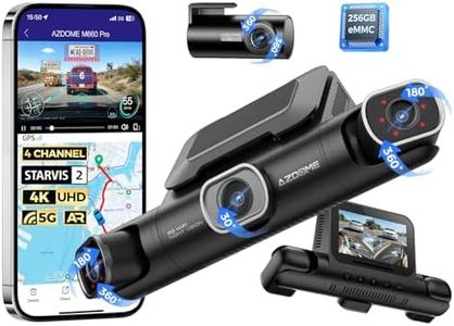 AZDOME 4 Channel Dash Cam, Built-in 256GB eMMC, STARVIS 2, 360 Full Coverage Dashcam Front Rear Left Right, 2K+1080P*3, HDR IR Night Vision, 5.8GHz WiFi, GPS, Voice Control, Motion Detection M660 Pro