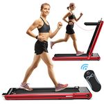 COSTWAY 2 in 1 Home Treadmill, 2.25HP Folding Walking Running Machine with Dual LED Displays, Bluetooth Speaker, APP & Remote Control, Electric Motorized Treadmill for Indoor Fitness Exercise (Red)
