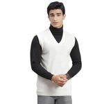 Monte Carlo Off White Solid V Neck Sweater(XL)(1230516SL-101-42)