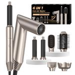 6 in 1 Hair Air Styler with Auto Curling Wands, Multi-use Ionic Hair Blow Dryer Diffuser Nozzle Set Styling Tools Hair Styler Curler Hot Brushes for Styling Hairbrushes Hairdryers Women Gifts, Gold