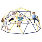 Costzon Climbing Dome with Swing, 10FT Kids Jungle Gym Monkey Bar Climbing Toys for Outdoor, Holds up to 800 lbs, Indoor Geometric Dome Climber Playground Set for Boys Girls 3-8 Backyard Gift Present