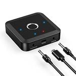 Criacr Bluetooth 5.2 Transmitter and Receiver for TV to Wireless Headphones/Speakers, 3.5mm AUX Audio Adapter with APTX Adaptive, Dual Connection, Lower Latency, 10H Playtime, For Airplane PC Car Gym