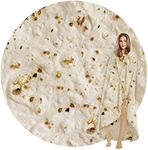 SeaRoomy Burritos Tortilla Blanket, Tortilla Wrap Blanket, Novelty Funny Gifts Tortilla Round Blanket Giant Tortilla Round Soft Blanket for Kids (Light Yellow, 47 inches)