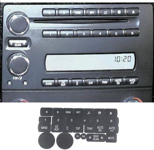 Button Stickers Repair Kit for Chevy Corvette C6 Accessories 2005-2013, Central Control Radio Stereo Control Button Repair Decals, Radio Button Repair Decals Stickers Set, PVC