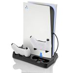 HEATFUN PS5 Cooling Fan Stand, Fast Charger for PS5 Dual Sense Controllers, PS5 Vertical Stand for PS5 Disc & Digital Editions