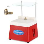 Mxmoonant Automatic Glass Grinding Machine for Stained Glass, Ceramic, DIY Home Decoration, Mosaic Tiles, Crafts, with 2 Diamond Grinder Bits (5/8 Inch & 1 Inch) & Baffle (Red)